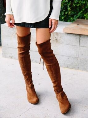 Stuart Weitzman Elevated Boots Walnut Suede  Back Tie WW33420 Size 7.5